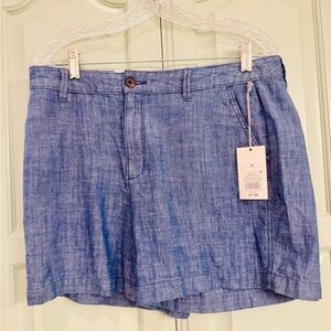 Casual Blue Chambray Women's Shorts